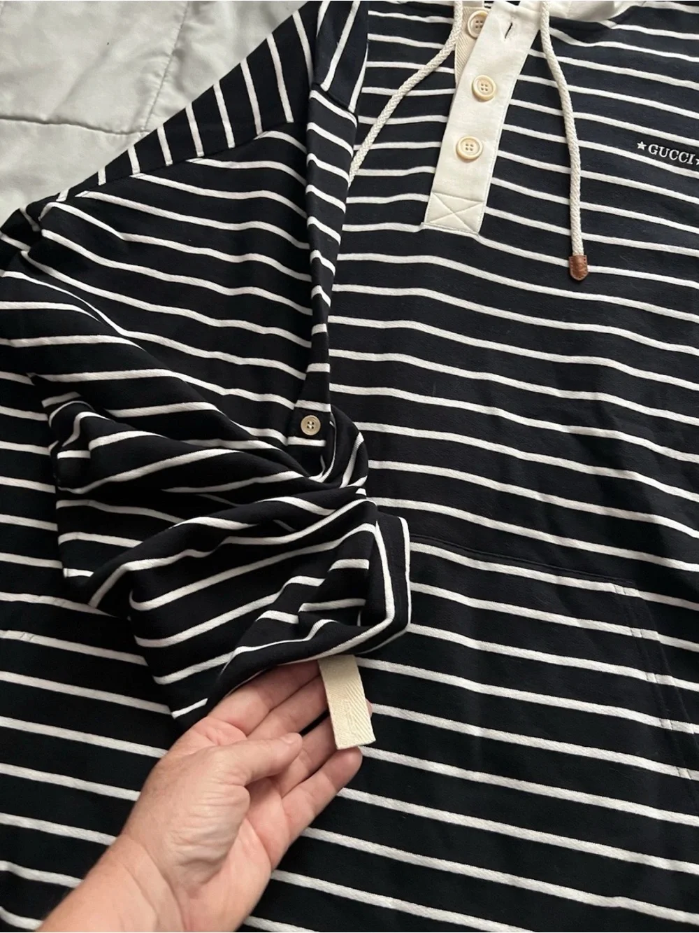 BNWT Gucci Resort Exclusive Striped Jersey Polo Sweatshirt ,Unisex XL,RT 1980.00